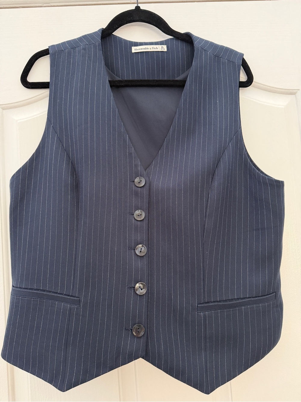 Abercrombie & Fitch Navy Pinstriped Tailored Vest - Picture 1 of 4